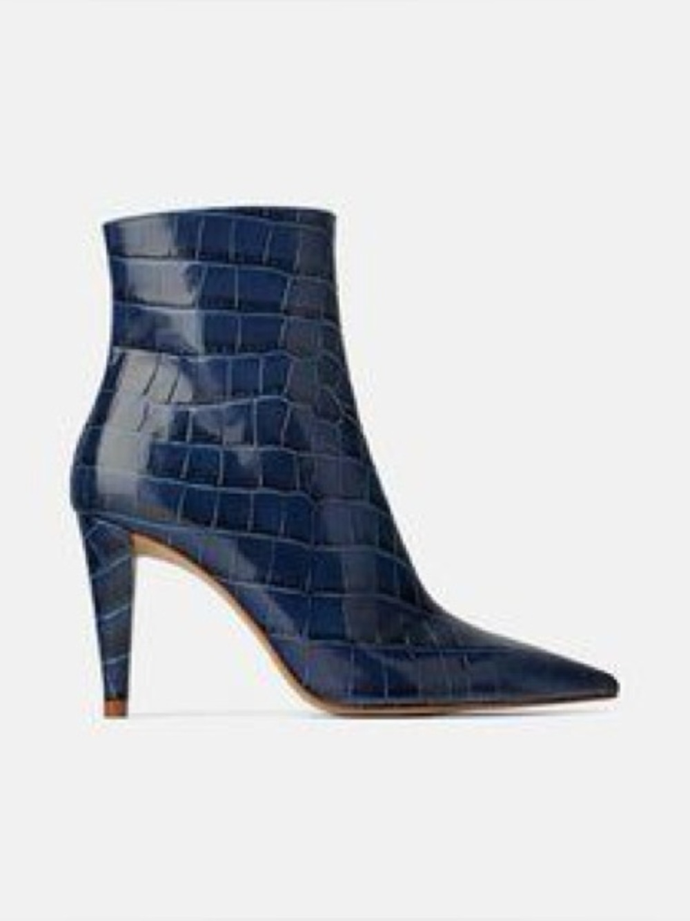 Zara | Blue Croc Pointed-Toe Ankle Boots